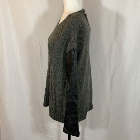 Noisy May Grey Knit Sweater with Faux Leather - Picture 5 of 8